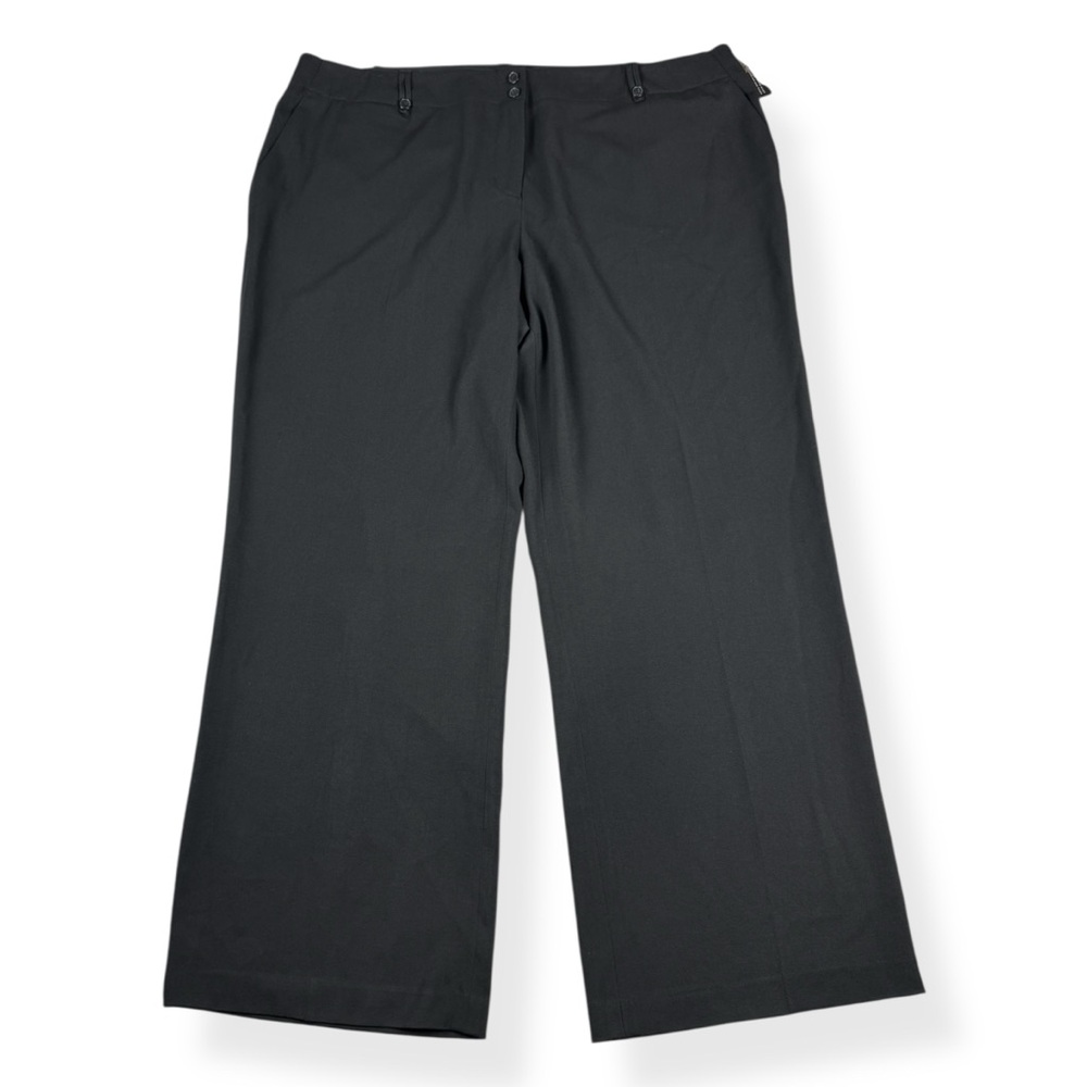 Madison Alexandra Fit Dress Pants Womens 22W Solid Black Flat Front Pockets NWT